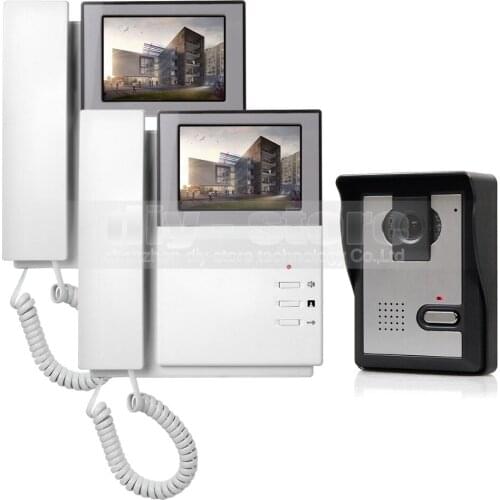 DIYSECUR 800 x 480 HD 4.3inch Video Intercom Video Door Phone Doorbell 1 Camera 2 Monitors for Home / Office Security System
