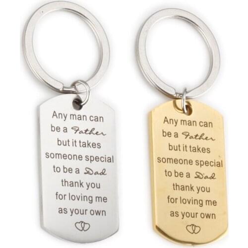 High Quality Fashion Keychain Jewelry Lettering Any man can be a father but... Military Card Keychain For Fathers Day gift