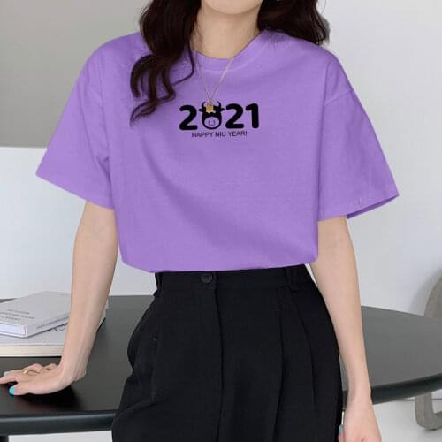 Large Size T-shirt Womens 2021 Summer New Simple Letter Printing Korean Version Loose Short Sleeves T Shirt Women