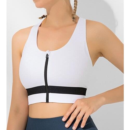 Women Sport Bras Zipper Front Shockproof Padded Yoga Bra Girls Crop Tank Tops Hollow Out Fitness Running Gym Vest Gymwear Female