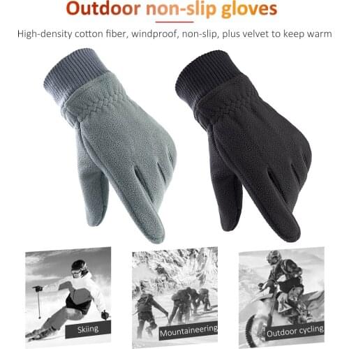 1 Pair Winter Warm Fleece Touch Screen Gloves Men Windproof Full Finger Non-Slip Gloves for Cycling Ski Snowboard Motorcycle