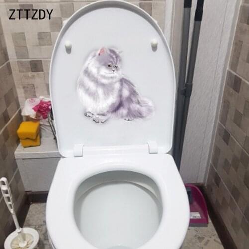 ZTTZDY 24*24CM Modern Art Toilet Living Room Home Decor Wall Sticker Decal Cat Creative T3-0120