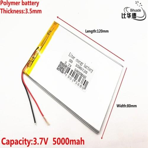 1pcs/lot Li-ion battery for tablet pc 7 inch 8 inch 9inch Tablet Battery inner 3580120 5000mAh