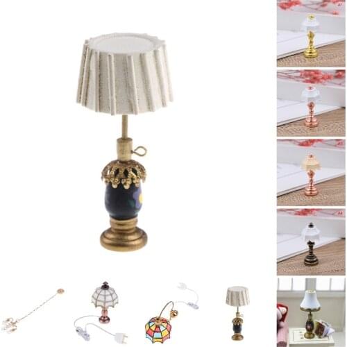 1:12 Dollhouse Miniature Plastic Metal Retro Light Lamp Button Battery Powered Ornament Christmas Decoraitons