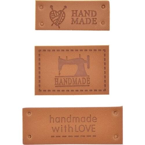 24PCS/pack Letter Pattern PU Leather Labels Tags Decoration Handmade DIY Sewing Garment Hat Jeans Material Accessories