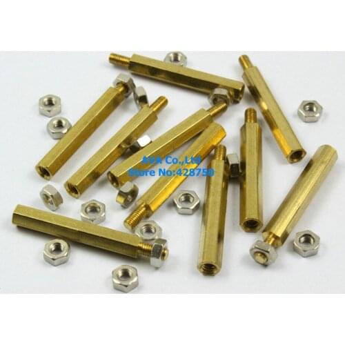25 M3x6mm Male Female Hex PCB Standoff Spacers 30mm Body Length with Nuts
