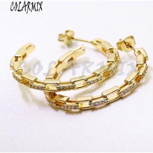 4 Pairs Circle stud earrings half round zircon stud earrings crystal earrings fashion jewelry for women 50921