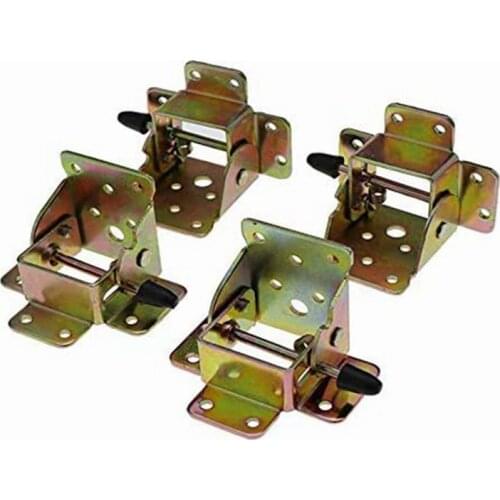 4Pcs Iron Locking Folding Table Chair Leg Brackets Hinge Self Lock Foldable Hinges