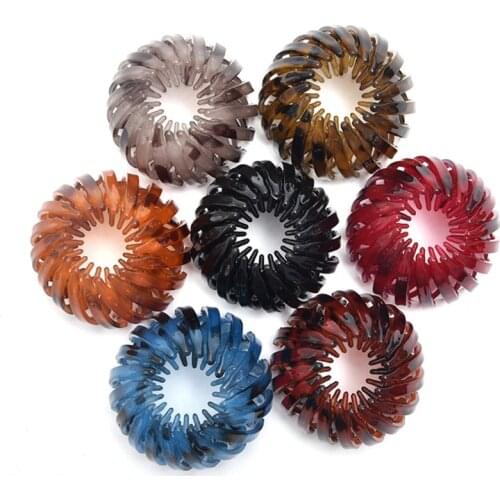 7Pcs Bird Nest Shaped Retractable Hair Clip Hair Claw Clamps Bun Makers Expandable Ponytail Holder Comb Hair Bands Women