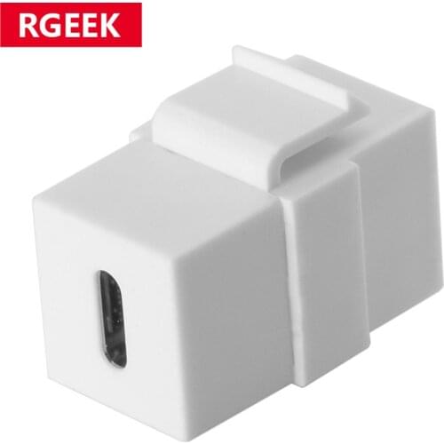 RGeek Adapter USB C Keystone Jack to USB 3.1 Type-C Connector Keystone Insert Female to Female for Wall Plate Outlet Panel-White