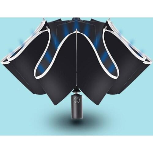 Full automatic umbrella advertising umbrella men women three folding ten bone double windproof reverse automatic umbrella