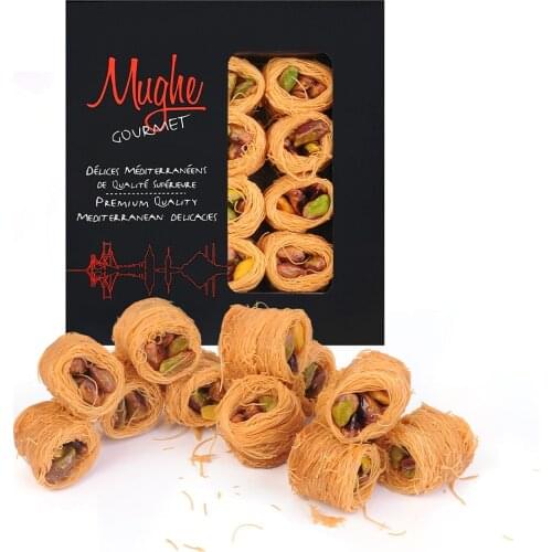 Baklava Pistachio Esh El Bulbul Sweet , Hand Made 12 pcs Baklawa, Turkish Assortment Baclava Sweets, Gift Box 160g ℮ 5.65oz, Mug