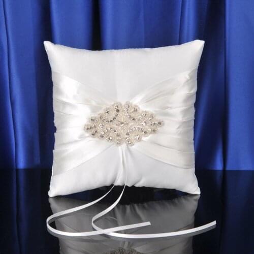 Free shipping White Plaid Weeding Ring Pillow for Wedding Ceremony supplies