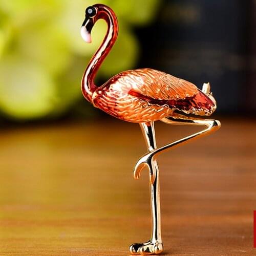 Fashion Punk Red Flamingo Birds Brooches Jewelry Brand Enamel Statement Punk Brooches Bouquet Animal Brooch Pin Accessory