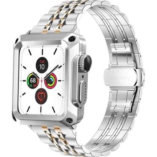 Case for Apple Watch 6 SE 5 4 Band 44mm 40mm Protective Bumper Cover Stainless Steel Strap for iwatch series 3 2 1 42mm 38mm