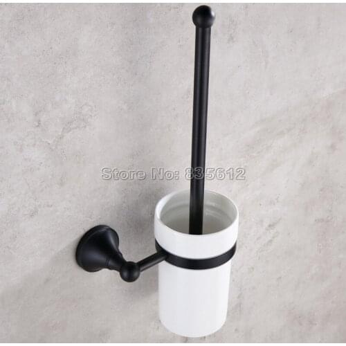 Black Oil Antique Brass Wall Mounted Bathroom Toilet Brushes Toilet Brush Holder and Ceramic Cup Set Wba858