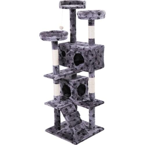 Pet Cat Tree Toy Condo Cat Climbing Tower Multi-layer With Hammock Cat House Furniture Scratching Solid Wood Post for Cat