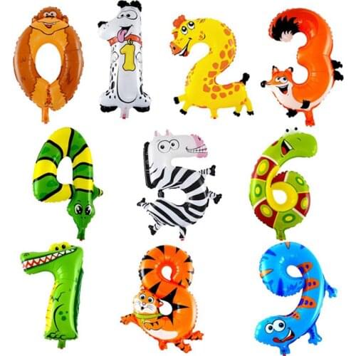 16inch Animal Number Foil Balloons Kids Party Decoration Happy Birthday Wedding Decoration Ballon Gift