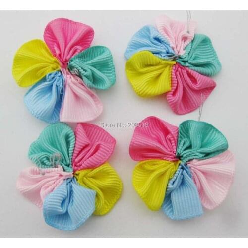 FZNNGN About 4cm grograin ribbon rosettes flower 5 petals 50pcs DIY sewing accessories garment ornament