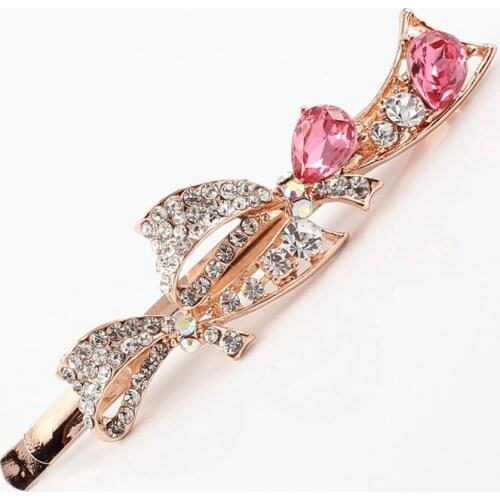 Bow tie Korean Fashion Hair Accessories Hairpin Hairclips Round Crystal Rhinestone Hair Clip Barrette For Women hair grips