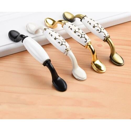 JD Ceramic Aluminum Cabinet Handle Wardrobe Hardware Handle Classical Simple Drawer Furniture Handle