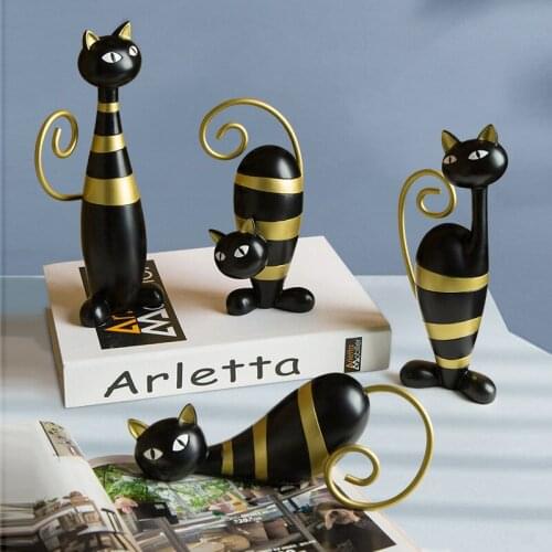 Resin Cat Cartoons Abstract Animal Sculpture Simulation Animal Lovely Modern Home Decoration Accessories Handicraft Furnishings