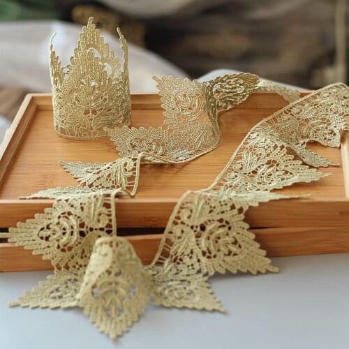 Lace Fabric 2Yards/Lot Polyester / Nylon Water Soluble Embroidery Crown Flower Lace Trim Islamic Headscarf Hair Accessories