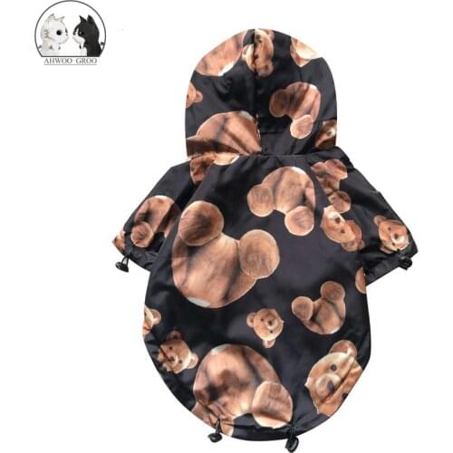 Fashion Bear Print Pet Dog Raincoat Dogs Rain Coat Pet Clothes Puppy Doberman Teddy French Bulldog Waterproof Outdoor Dog Jacket