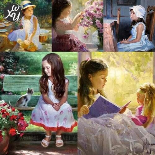 Little Girl Diamond Painting Kits for Adults Lovely Portrait Full Drills Mosaic Embroidery Diy Cross Stitch Kits Home Decoration