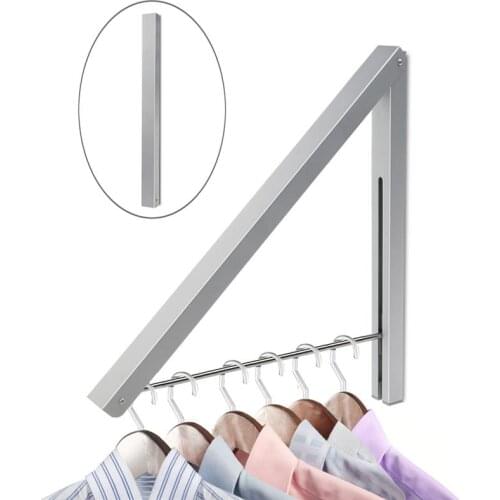 Alumimum Wall Mounted Adjustable Clothes Hanger Rack Bracket For Laundry Organization Closet Storage Shelf Coat Rack Stand