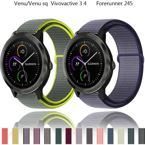 Nylon Loop Strap for Garmin venu sq/vivoactive 3 4 Bracelets WristBands for Garmin Forerunner 245/645 adjustable Watch Bands