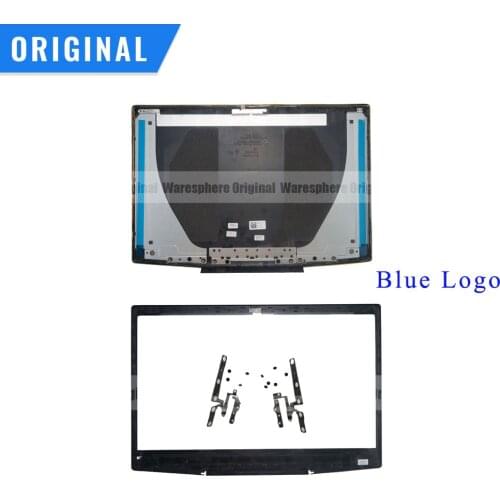 New 0747KP 07MD2F For Dell Inspiron G3 15 3590 LCD Back Cover Rear Lid Case Front Bezel Hinges Screws Blue Logo 747KP 7MD2F