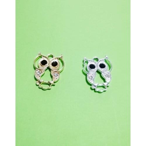 New 10pcs Fashion Charms Alloy Rhinestone Enamels Owl Pendant DIY Necklace Earrings Jewelry Accessories 2020