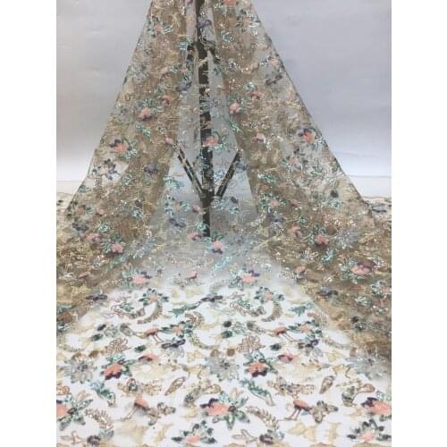 New style exquisite flower and bird multicolor sequined tulle embroidery, suitable for fashionable ladies' skirts