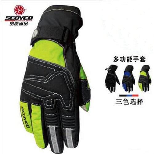 Autumn Winter SCOYCO MC30 Waterproof Warm Cotton Motorcycle Gloves Full Finger Cold-proof Moto Riding gloves can Touch screen
