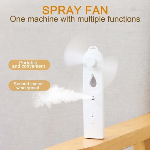 Portable Mini Humidifier Fan Usb Rechargeable Handheld Fan Water Spray Mist Fan Face Steamer Air Conditioner For Outdoor#G4
