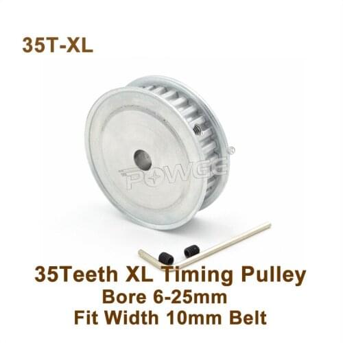 POWGE 35 Teeth XL Timing Pulley Bore 6-20mm Fit W=10mm XL Belt 35T 35Teeth XL Synchronous Belt Pulley Trapezoid 35-XL AF