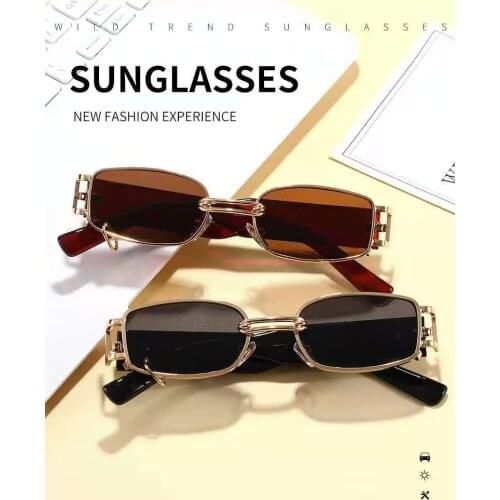 Popular fashion small rectangle ladies luxury sunglasses retro punk mens sunglasses sunshade UV400glasses