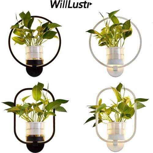 Modern Aluminum LED Wall Lamp Nordic Acrylic Glass Sconce Corridor Living Room Bedside Creative Aquatic Plants Art Deco Lighting