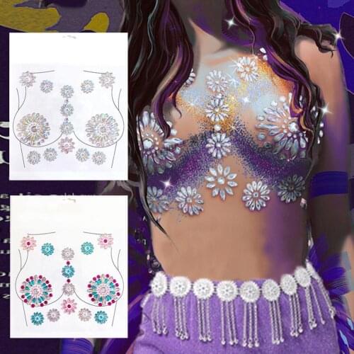 Breast Tattoo Drill Sticker Sexy Gem Resin Drill INS Beauty Fashion Body Tattoo Sticker For Clubbing Or Rave Party