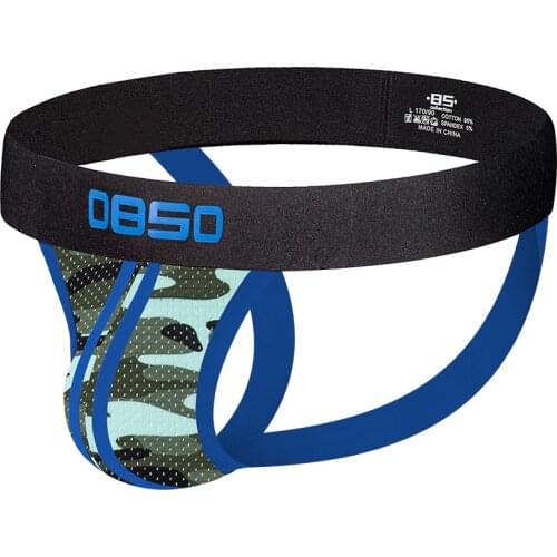 0850 Men Jockstrap Pouch Underwear Mens Sexy Briefs Cuecas Man Cotton Panties Thongs Mesh Underpants Gay Slip Homme Srting