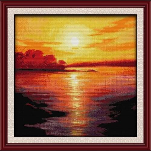 Everlasting Love Sea In Twilight Chinese Cross Stitch Kits Ecological Cotton Stamped Printed 11CT DIY Gift Christmas Decorations