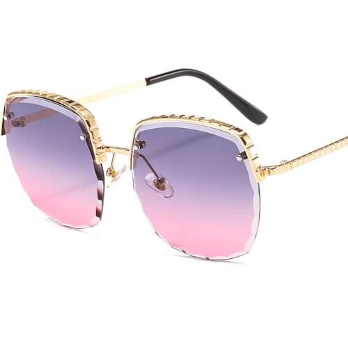 Veshion Square Rimless Luxury Sunglasses Men Women Fashion UV400 Glasses