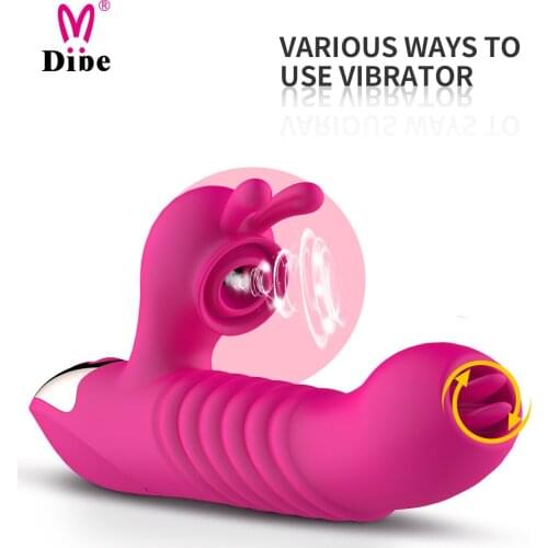 DIBE double tongue rabbit vibrator vibration telescopic sucking stick adult masturbation sex shop toys products for woman female