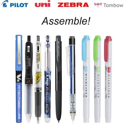Japanese Gel Pens Assorted Set Pilot Zebra UNI TOMBOW 0.5mm 0.38mm SARASA JJZ49 Mildliner Delguard V5 Frixion MONO Graph