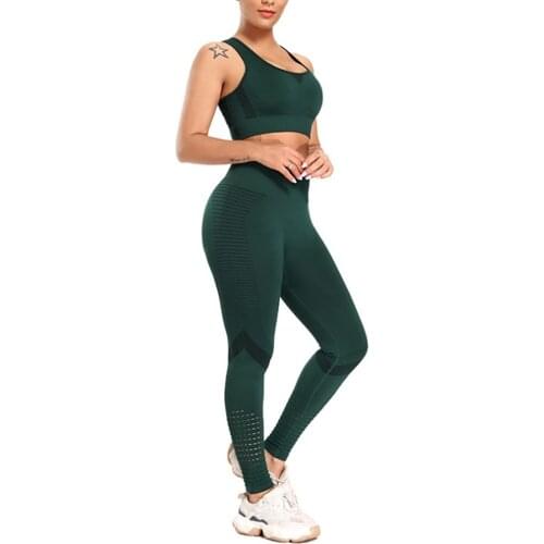 Women Yoga Wear Tank Top Suit Sportswear Sports Bra Leggings Seamless 2 Piece Set Gym Clothes Female Homebody Fitness Costume