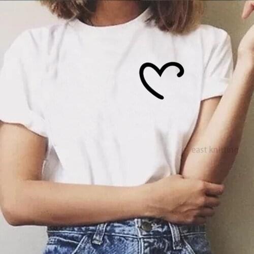 Fashion New 2021 Spring And Summer Street Trendsetter Love Printing Pullover Short Sleeve Round Neck Women T-shirt Short Sleeve