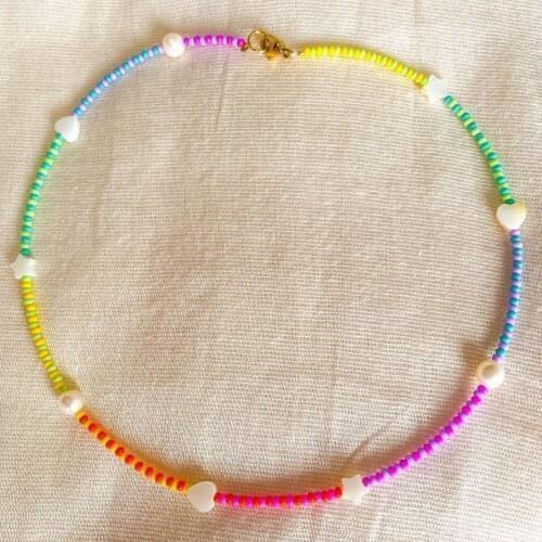 Go2Boho 2021 Colorful Bead Choker Trendy Beaded Necklace Shell Star Heart Charm Necklaces For Women Vacation Beach Pearl Jewelry