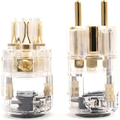 1Pair P-029E C-029 Schuko Plug EU Version EUR Power Connector Male Female Jack for Audio Power Cable 16A 250V Standard Grounding