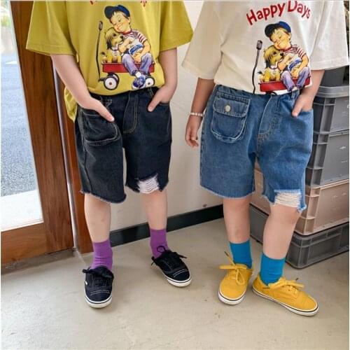 2021 new girls boys denim pants cotton summer cool kids pp pants